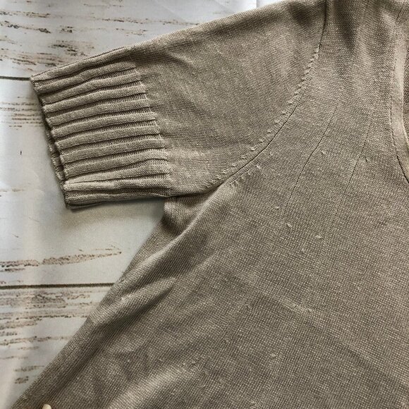 J. JILL Tan Sweater Dress Short Sleeves Flare LP - Picture 5 of 9